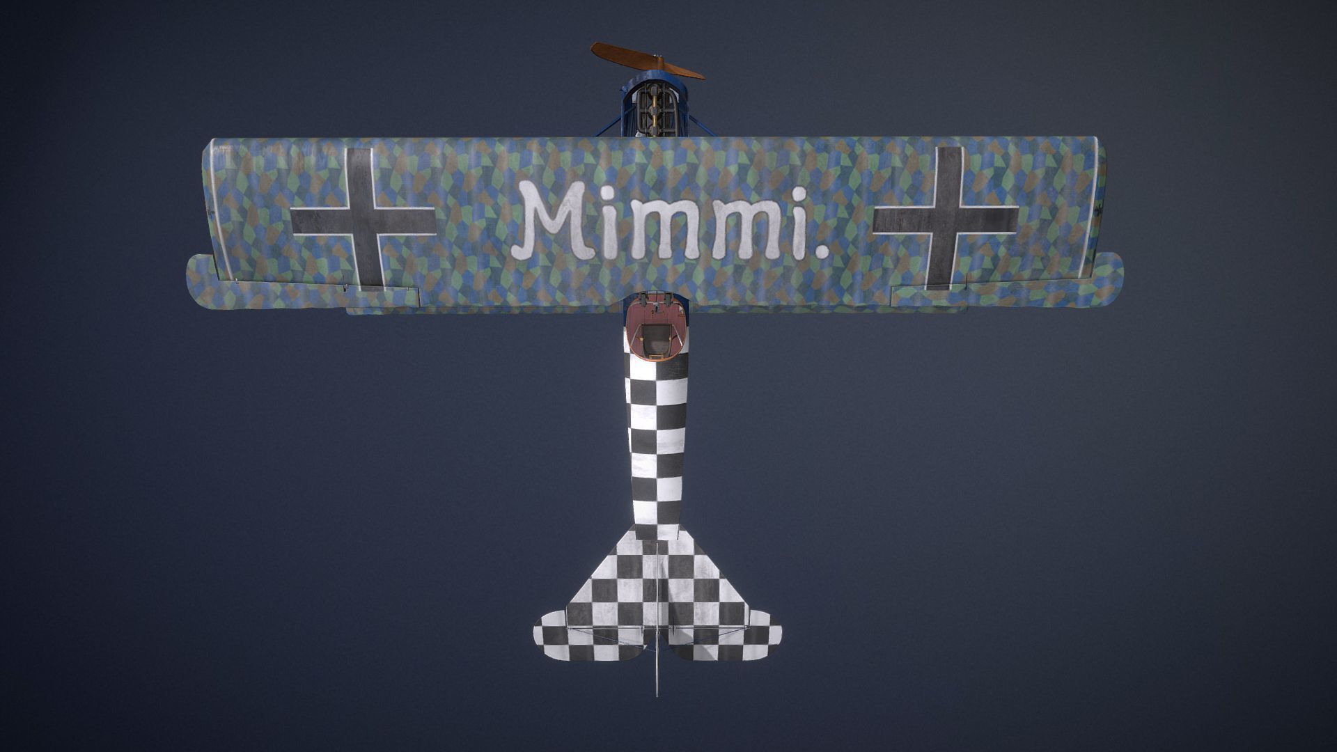 Fokker D VII biplane game-ready asset Free low-poly 3D model_16