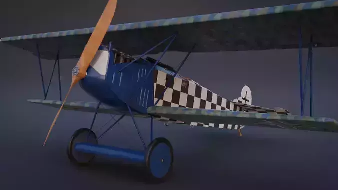 Fokker D VII biplane game-ready asset Free low-poly 3D model