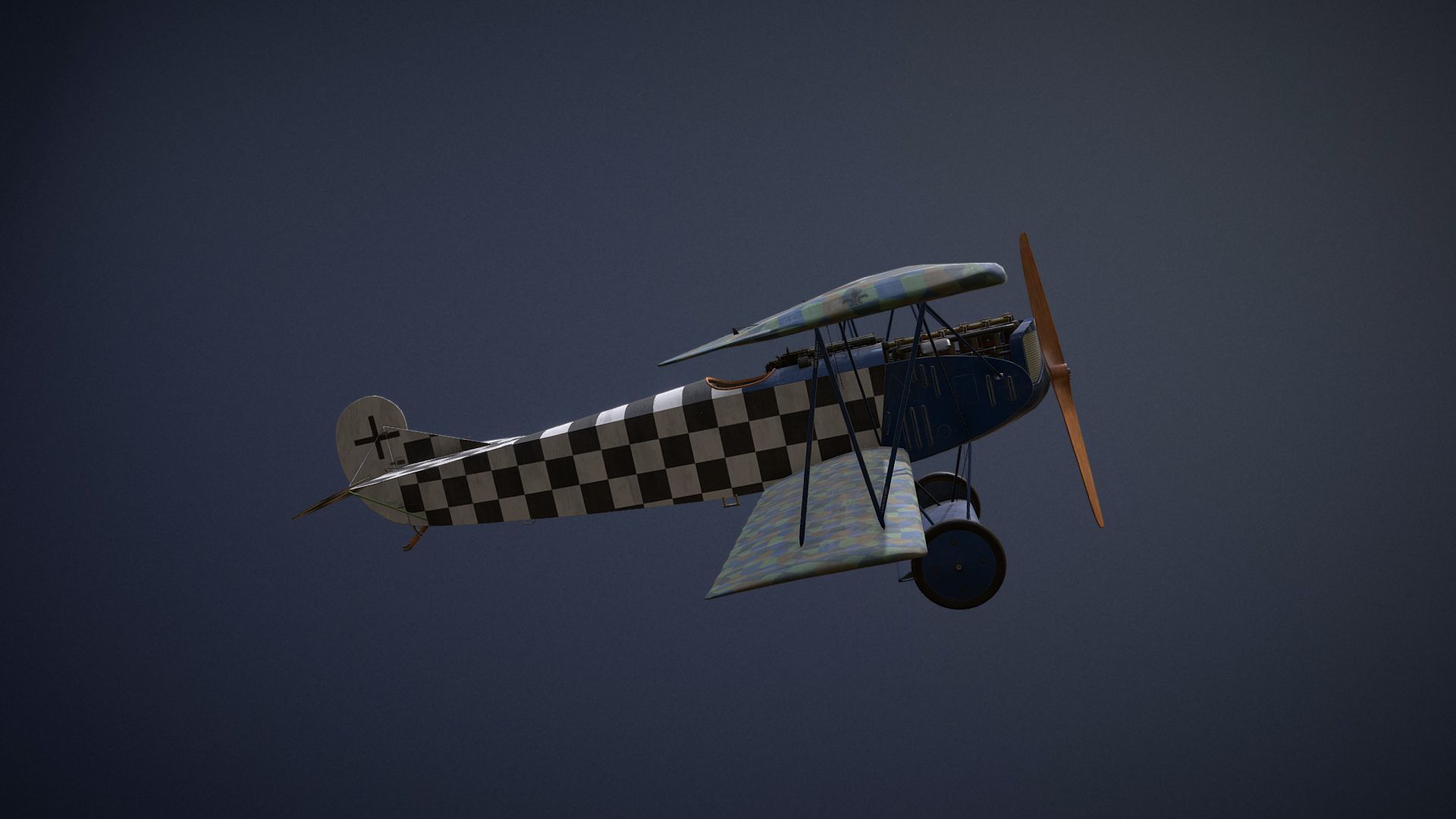 Fokker D VII biplane game-ready asset Free low-poly 3D model_14