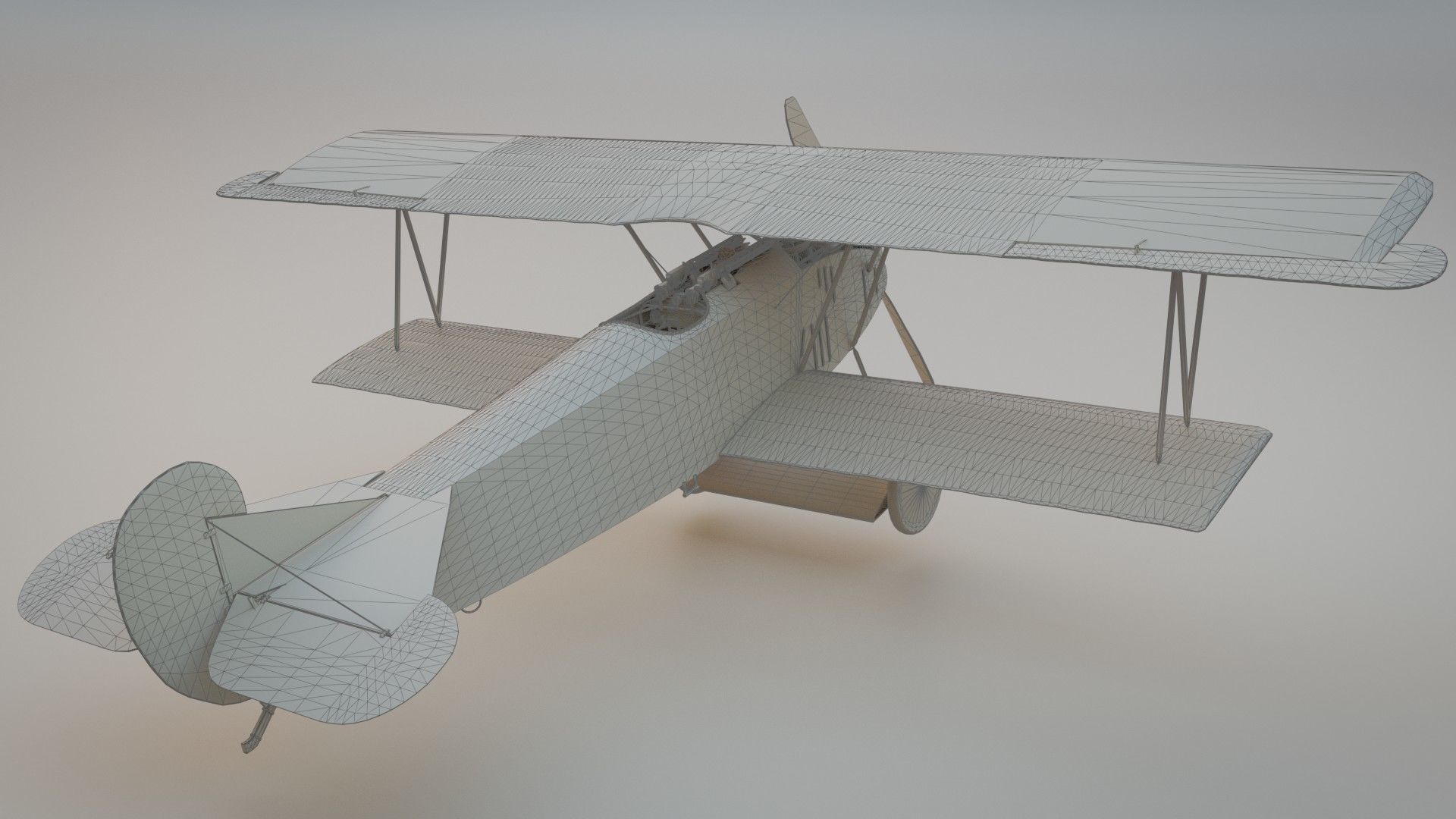 Fokker D VII biplane game-ready asset Free low-poly 3D model_22