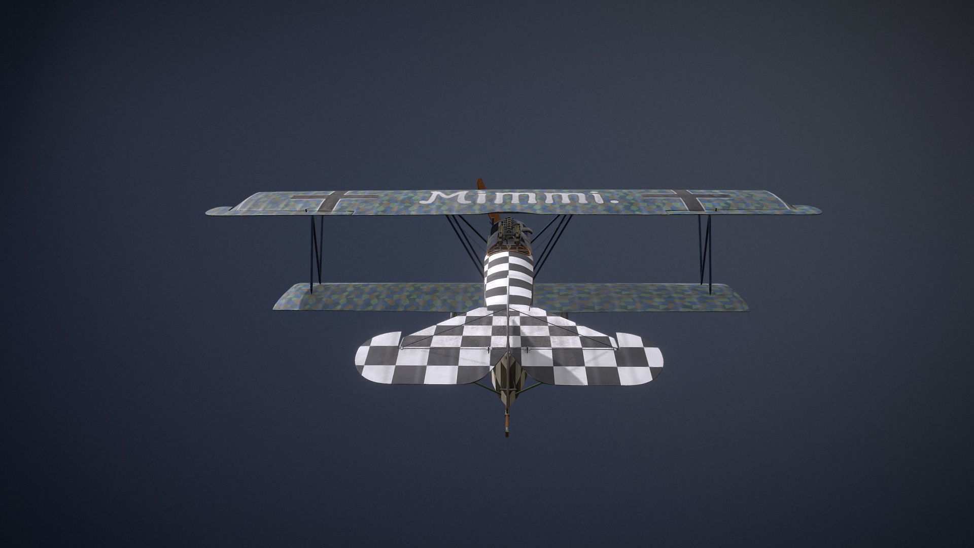 Fokker D VII biplane game-ready asset Free low-poly 3D model_12