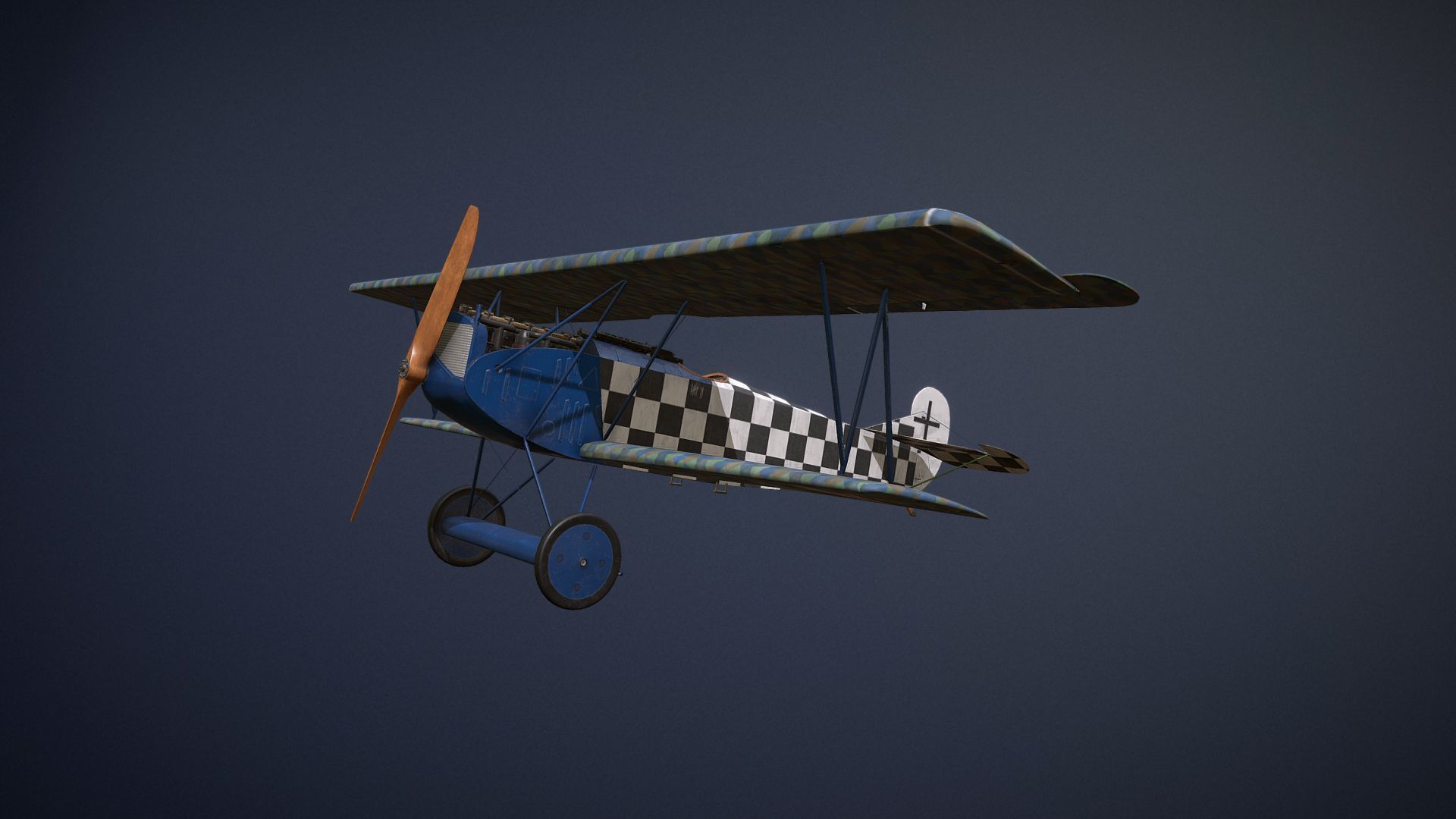 Fokker D VII biplane game-ready asset Free low-poly 3D model_9