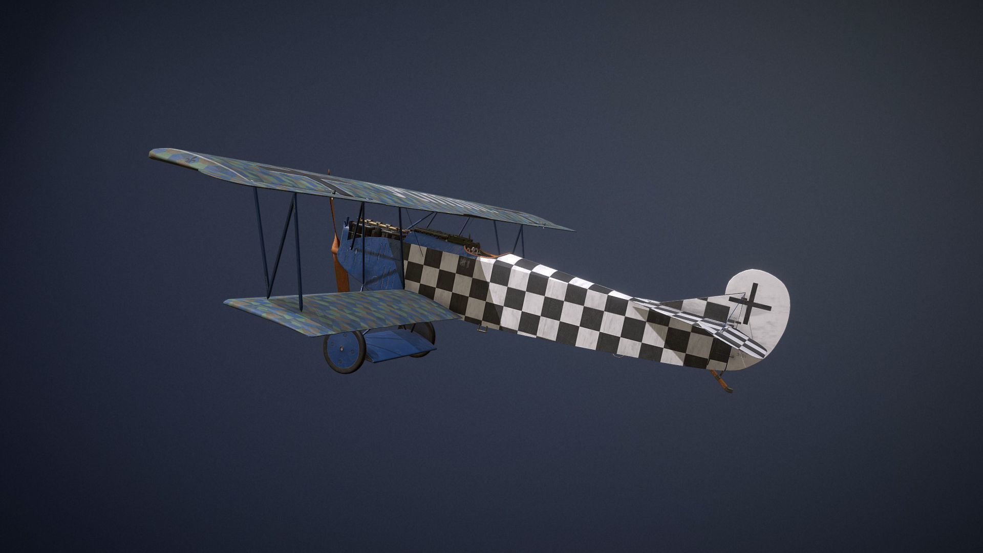 Fokker D VII biplane game-ready asset Free low-poly 3D model_10
