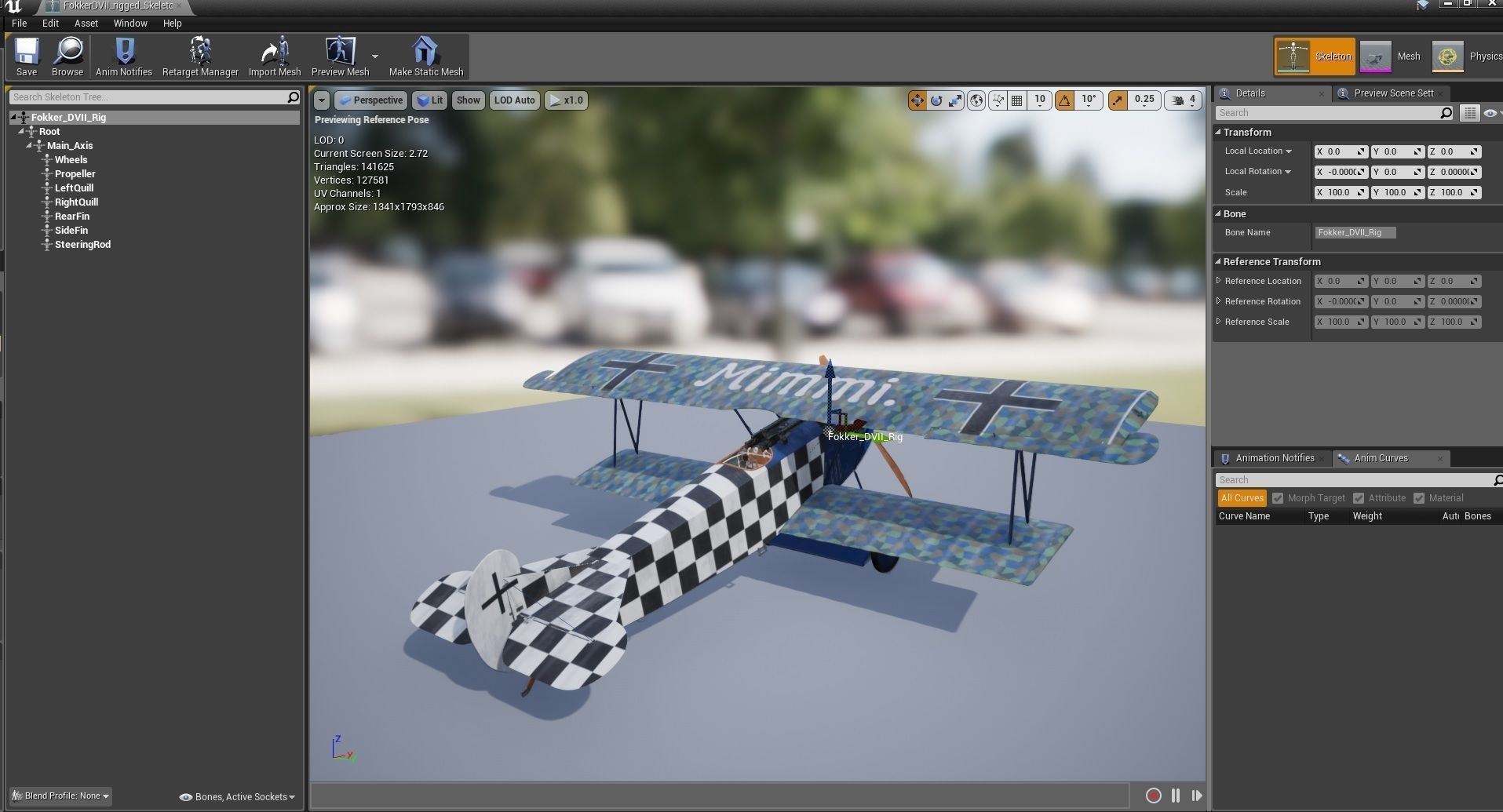 Fokker D VII biplane game-ready asset Free low-poly 3D model_23