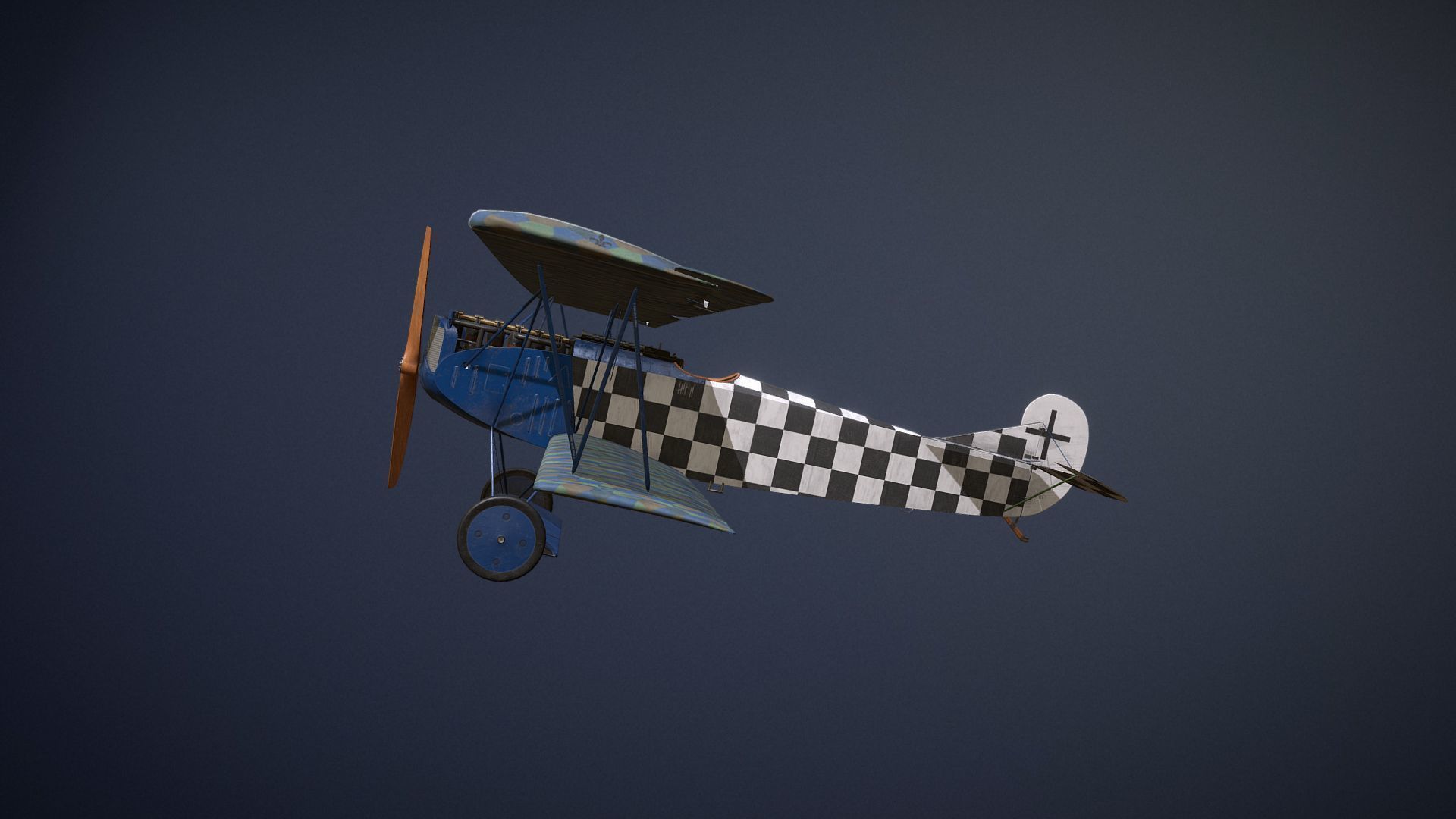 Fokker D VII biplane game-ready asset Free low-poly 3D model_11