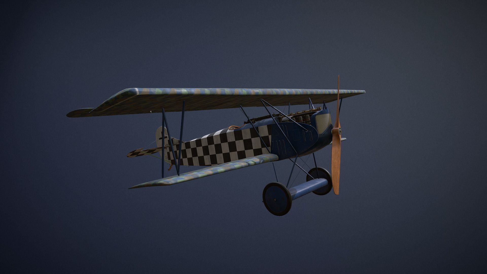 Fokker D VII biplane game-ready asset Free low-poly 3D model_15