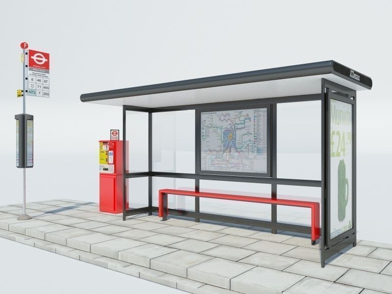 London Bus Stop 1 3D model_2