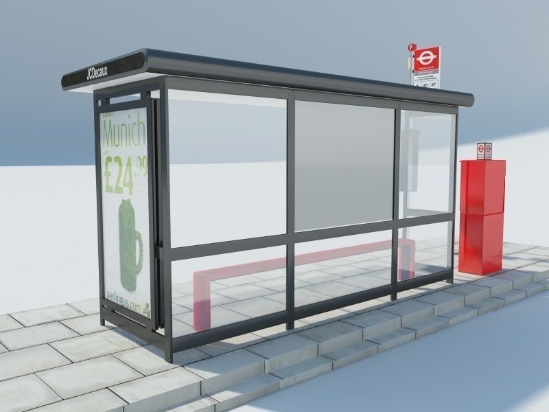 London Bus Stop 1 3D model_1