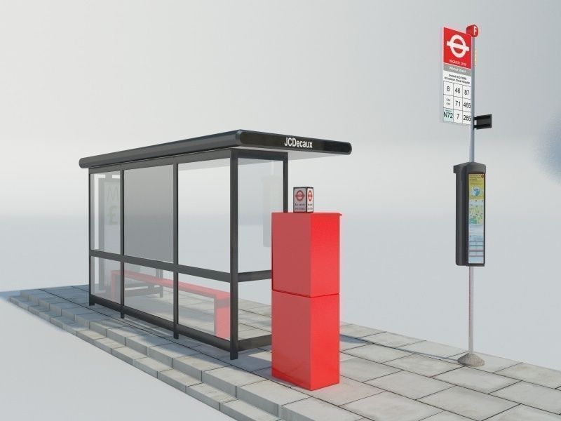 London Bus Stop 1 3D model_3