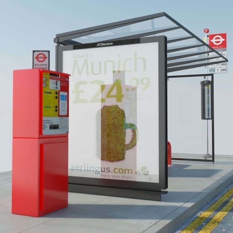 London Bus Stop 2 3D model_7