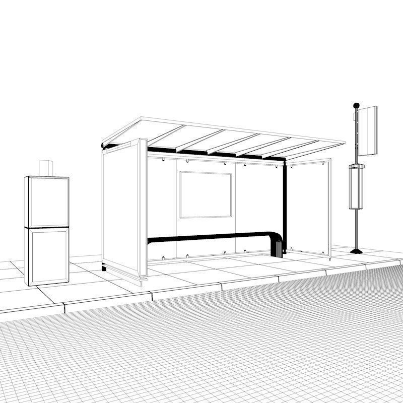 London Bus Stop 2 3D model_9