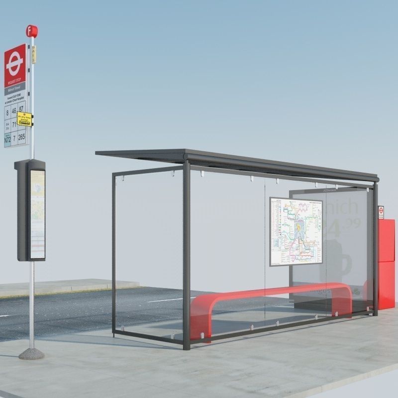 London Bus Stop 2 3D model_5