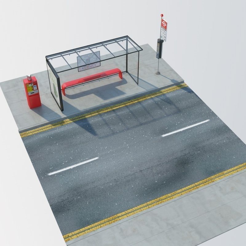 London Bus Stop 2 3D model_2