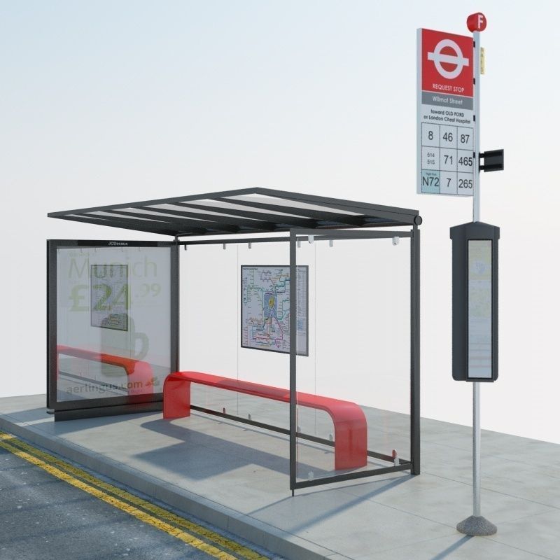 London Bus Stop 2 3D model_6