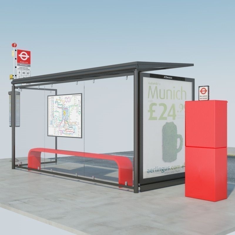 London Bus Stop 2 3D model_4