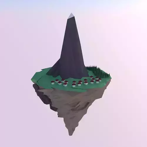 Low Poly Island with mountain on top