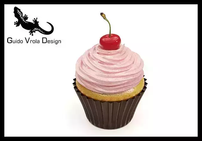 Cupcake with cherry 3D model