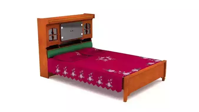 bed 1 with wooden headboard and footboard
