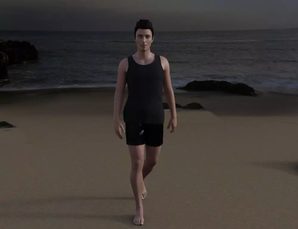 Man in the beach Low-poly 3D model_0