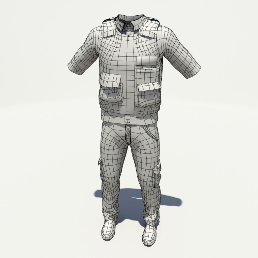 Emergency Services Uniform Low-poly 3D model_5