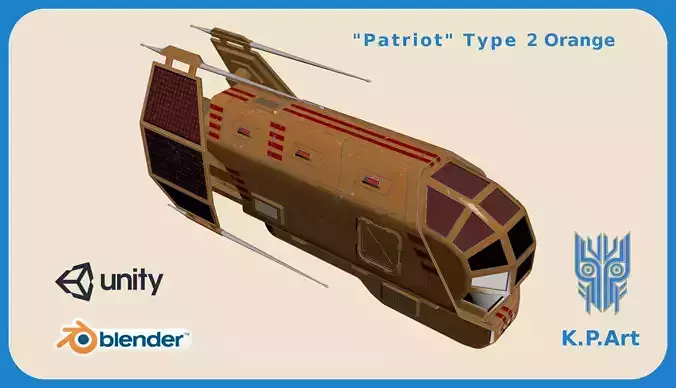 Spaceship Patriot Type 2 Orange Low-poly 3D model