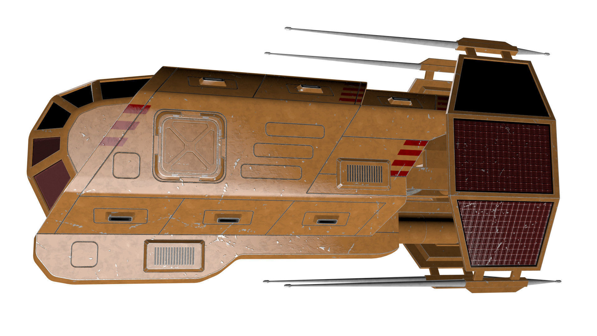 Spaceship Patriot Type 2 Orange Low-poly 3D model_23