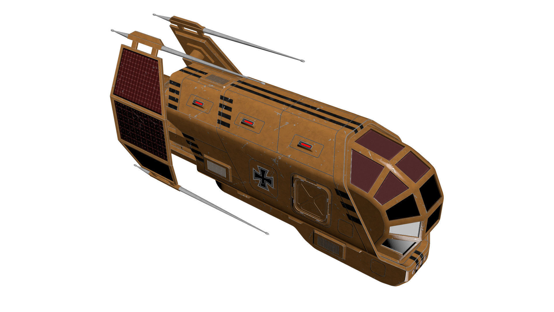 Spaceship Patriot Type 2 Orange Low-poly 3D model_7