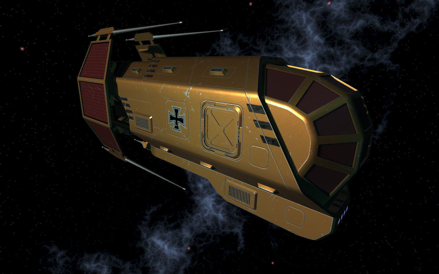 Spaceship Patriot Type 2 Orange Low-poly 3D model_4