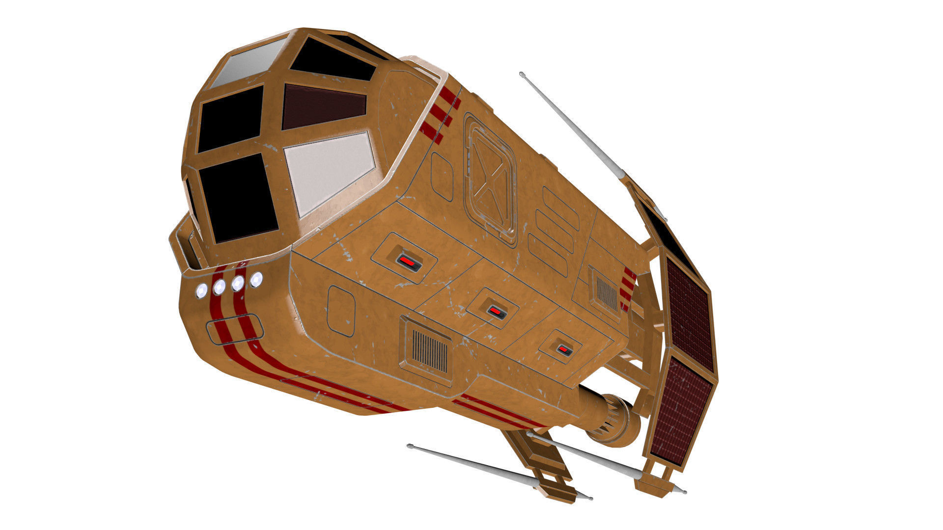 Spaceship Patriot Type 2 Orange Low-poly 3D model_16