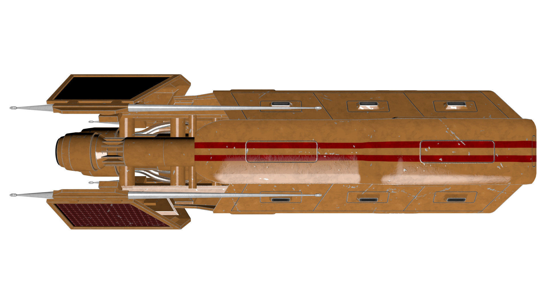Spaceship Patriot Type 2 Orange Low-poly 3D model_21
