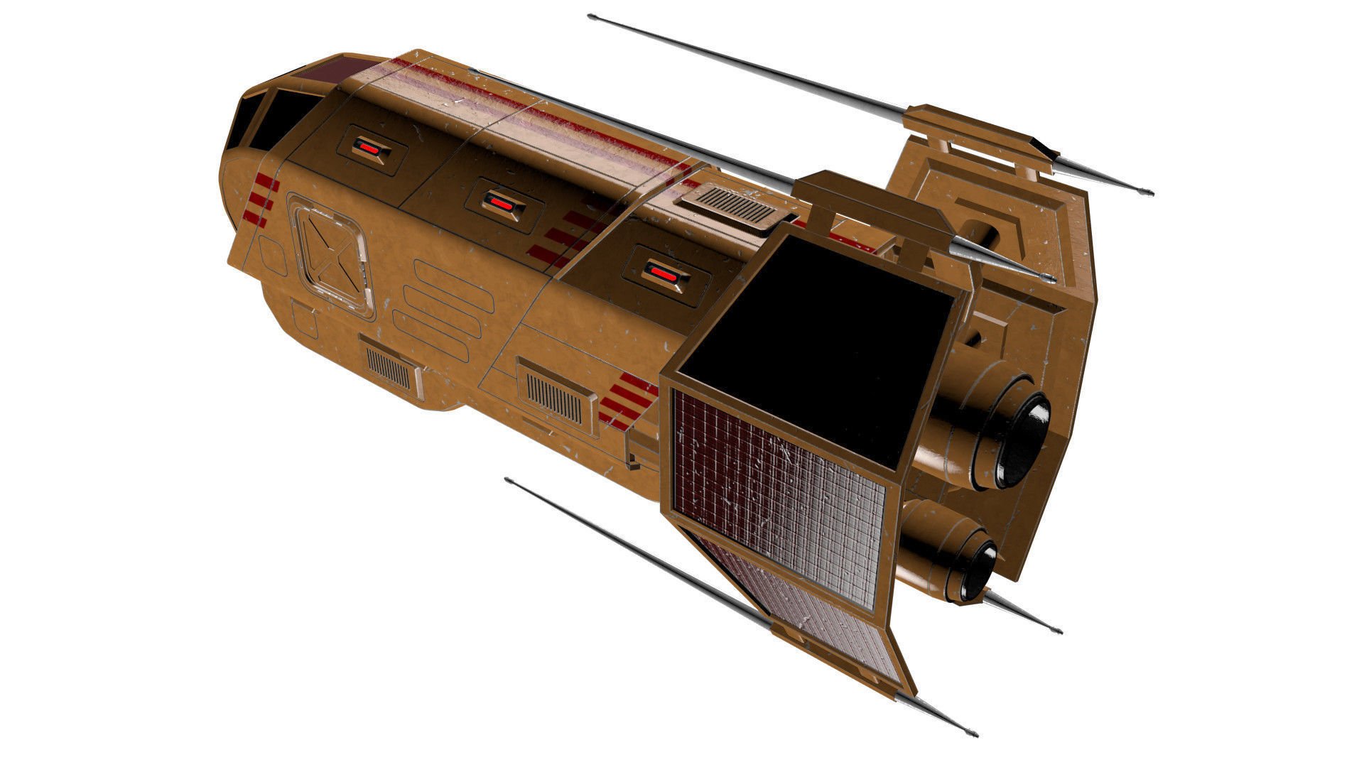 Spaceship Patriot Type 2 Orange Low-poly 3D model_17