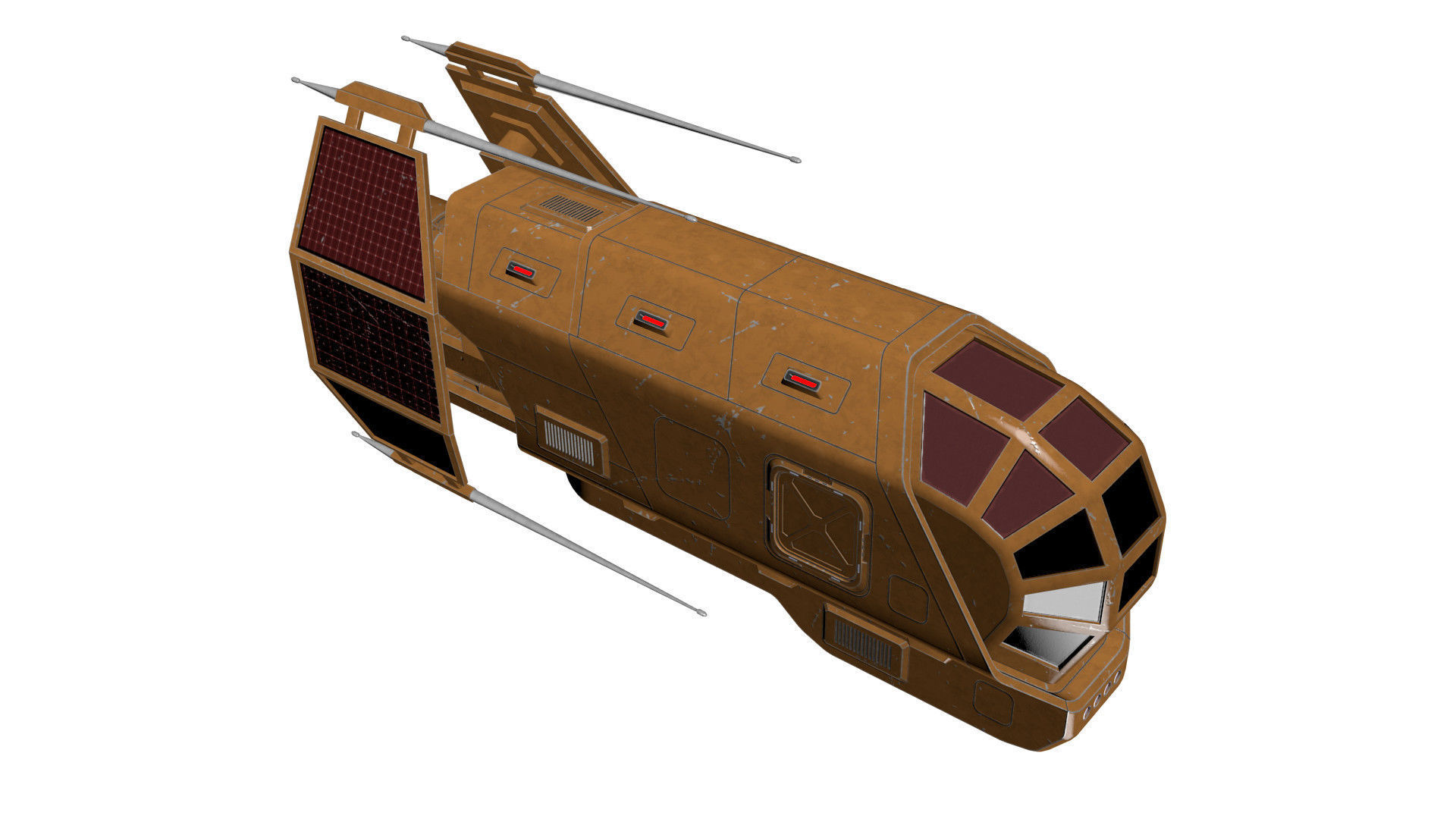 Spaceship Patriot Type 2 Orange Low-poly 3D model_8
