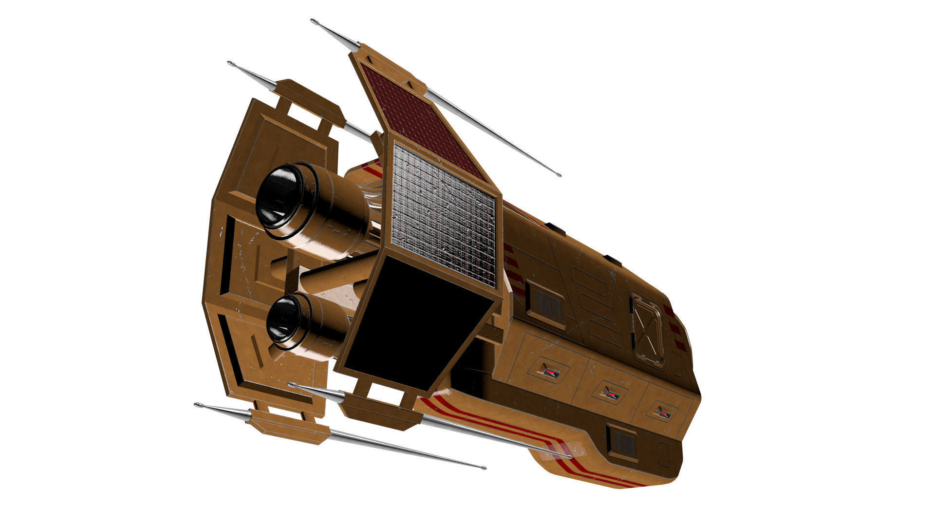 Spaceship Patriot Type 2 Orange Low-poly 3D model_18