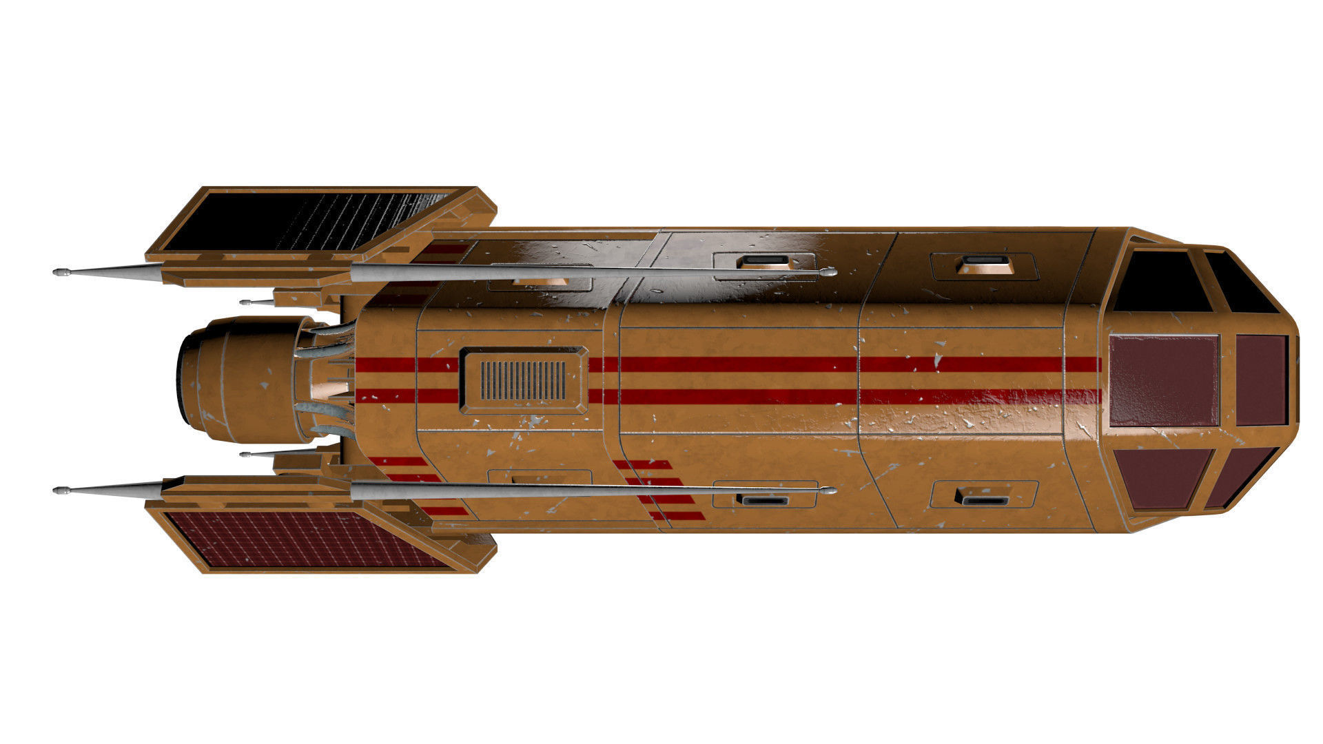 Spaceship Patriot Type 2 Orange Low-poly 3D model_22