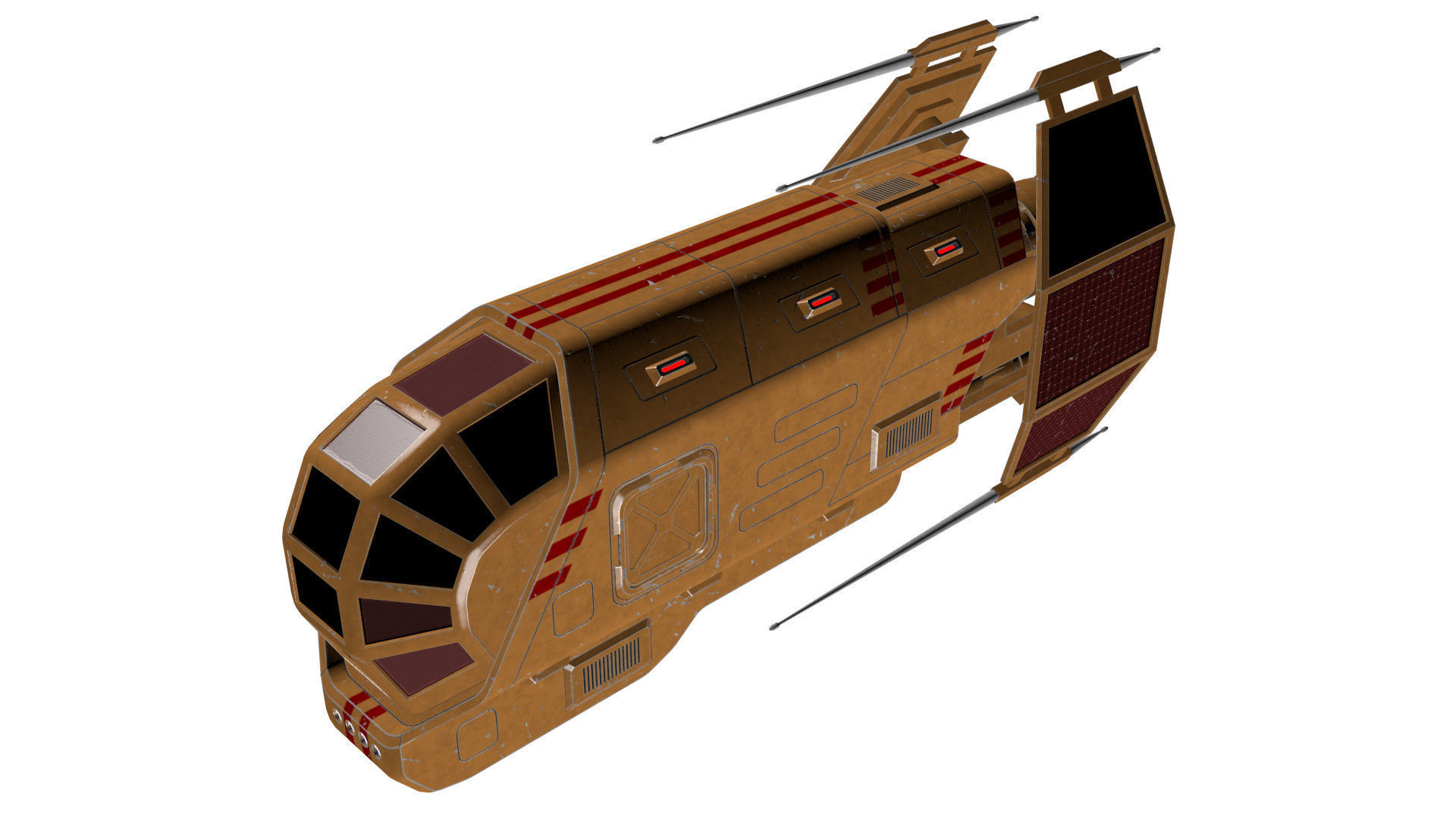 Spaceship Patriot Type 2 Orange Low-poly 3D model_15