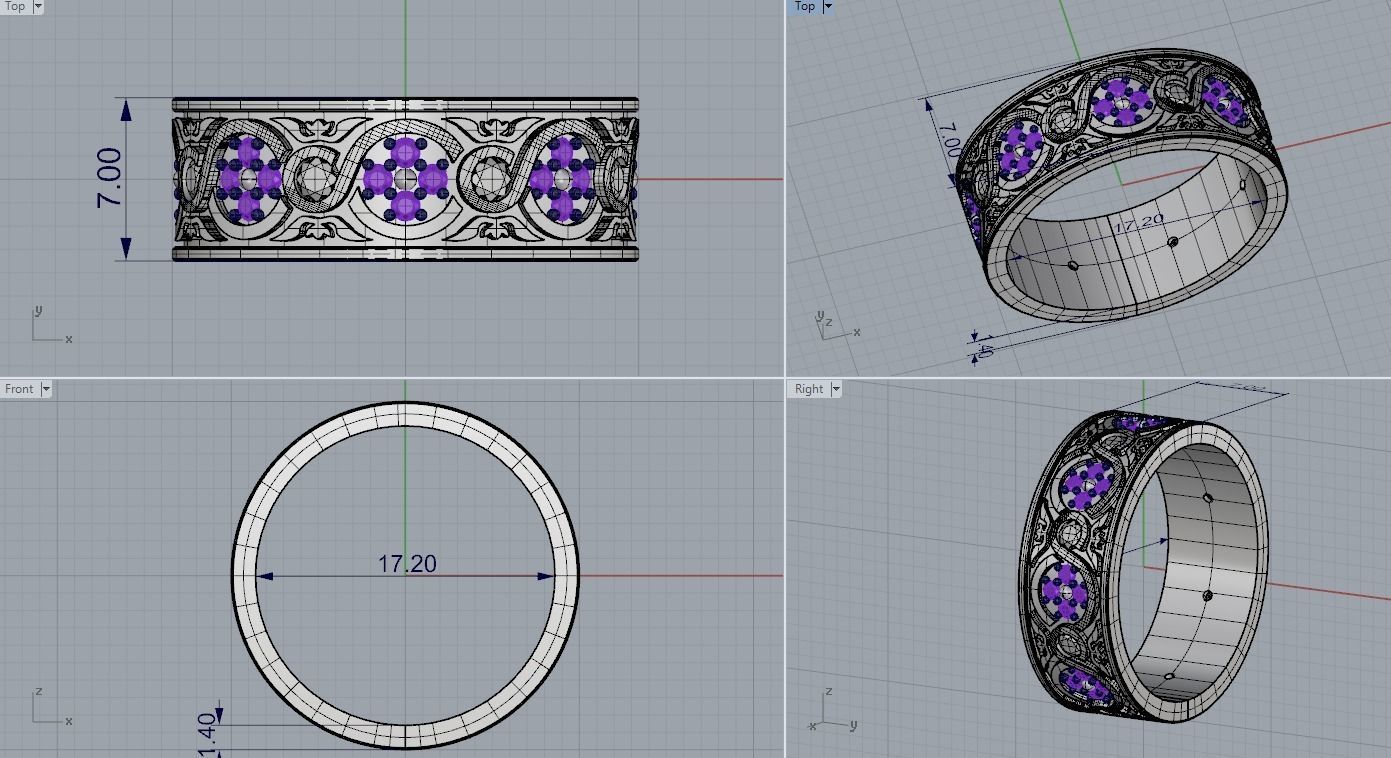 wide ring with diamonds 3D print model_2