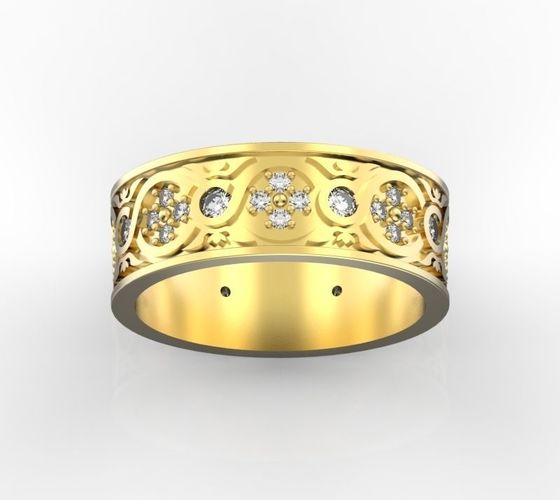 wide ring with diamonds 3D print model