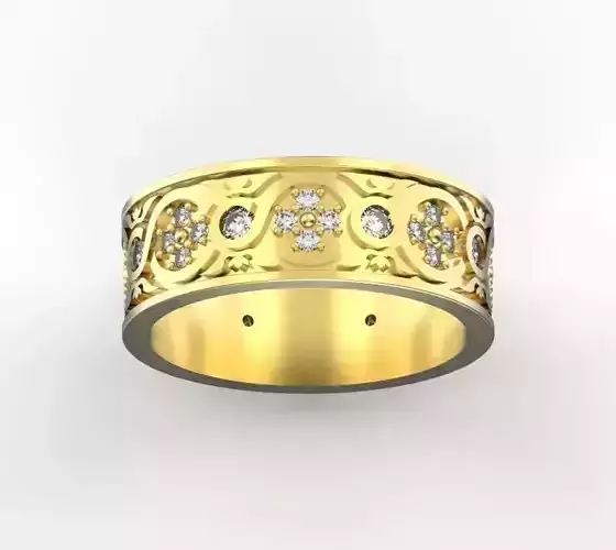 wide ring with diamonds