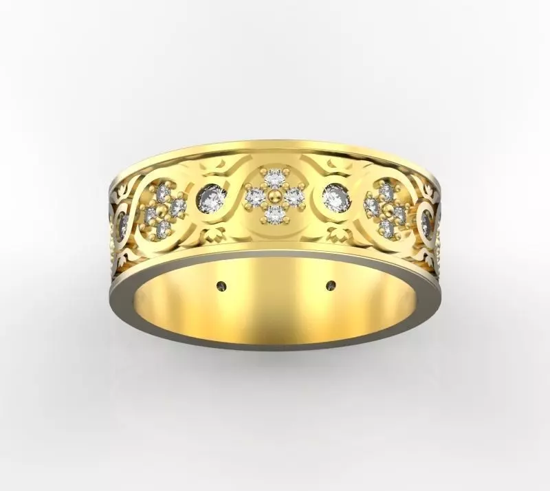 wide ring with diamonds 3D print model_0