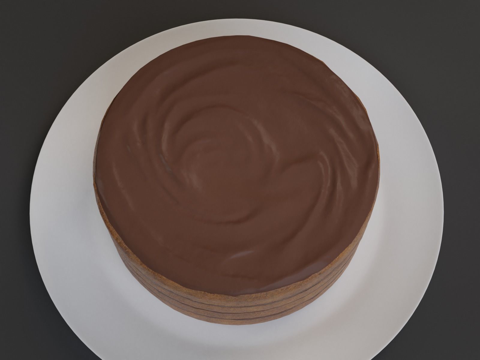 Chocolate Cake Low-poly 3D model_4