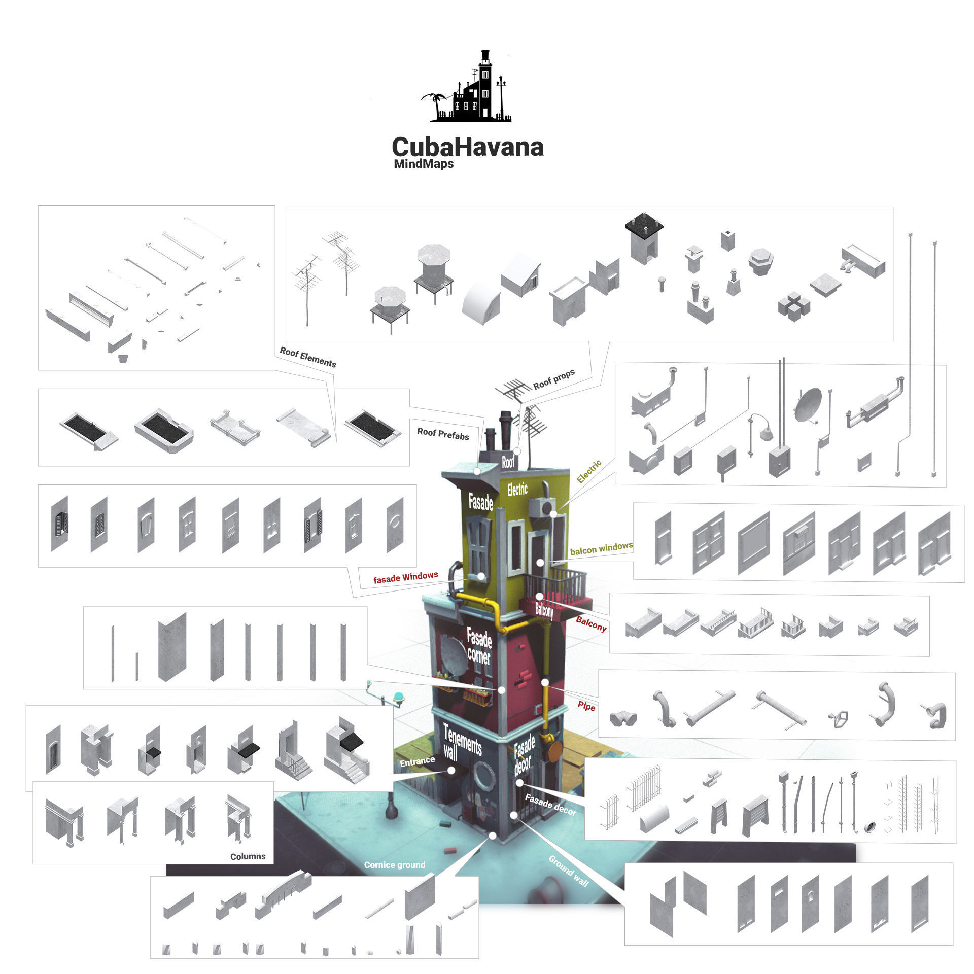  Cartoon Low Poly Modular City Pack Low-poly 3D model_6