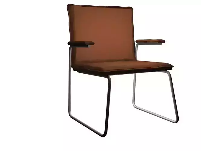 ArmChair leather chair on metal frame 3D print model