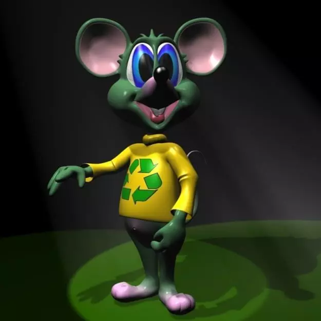 Green Mouse RIGGED Low-poly 3D model_0