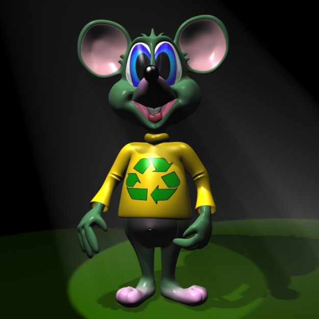 Green Mouse RIGGED Low-poly 3D model_2