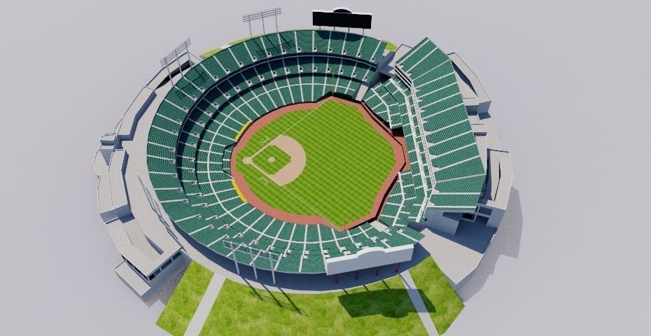Oakland - Alameda County Coliseum Low-poly 3D model_10
