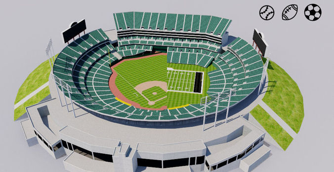 Oakland - Alameda County Coliseum Low-poly 3D model