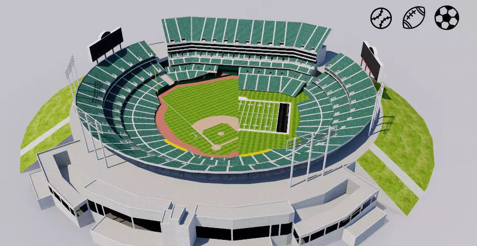 Oakland - Alameda County Coliseum Low-poly 3D model_0