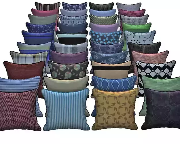 Throw Pillow 45cm X 45cm with Piping 3D model