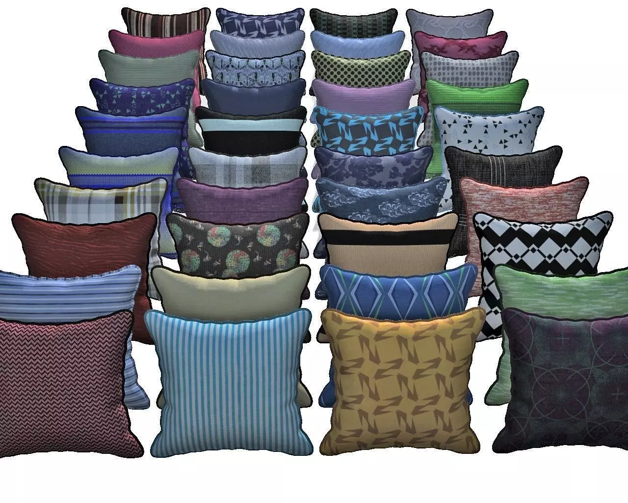 Throw Pillow 45cm X 45cm with Piping 3D model_0