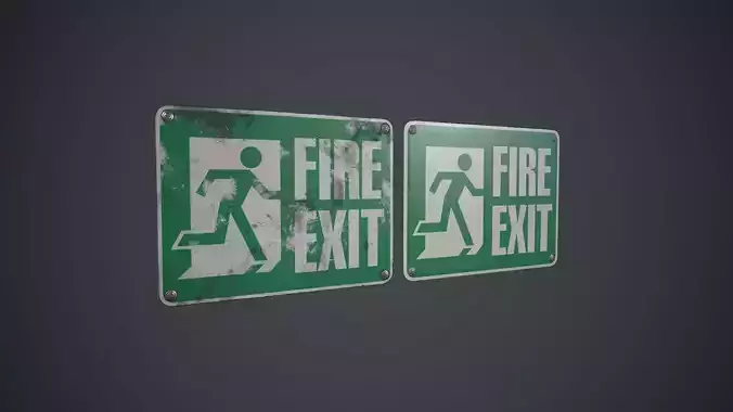 Plastic Exit Sign PBR Game Ready